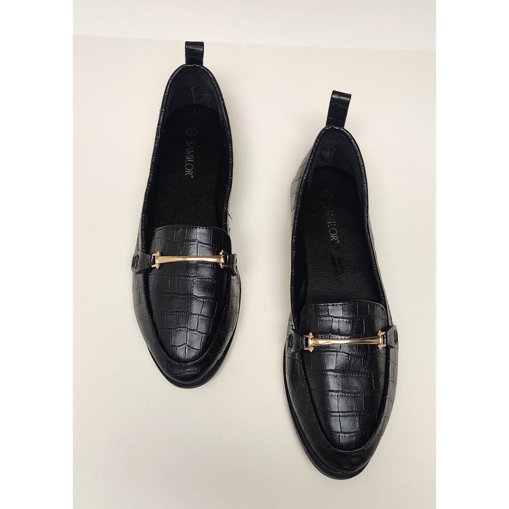 Samilor Women Faux Leather Loafers Comfortable Fashion Chain Loafers Size 9
